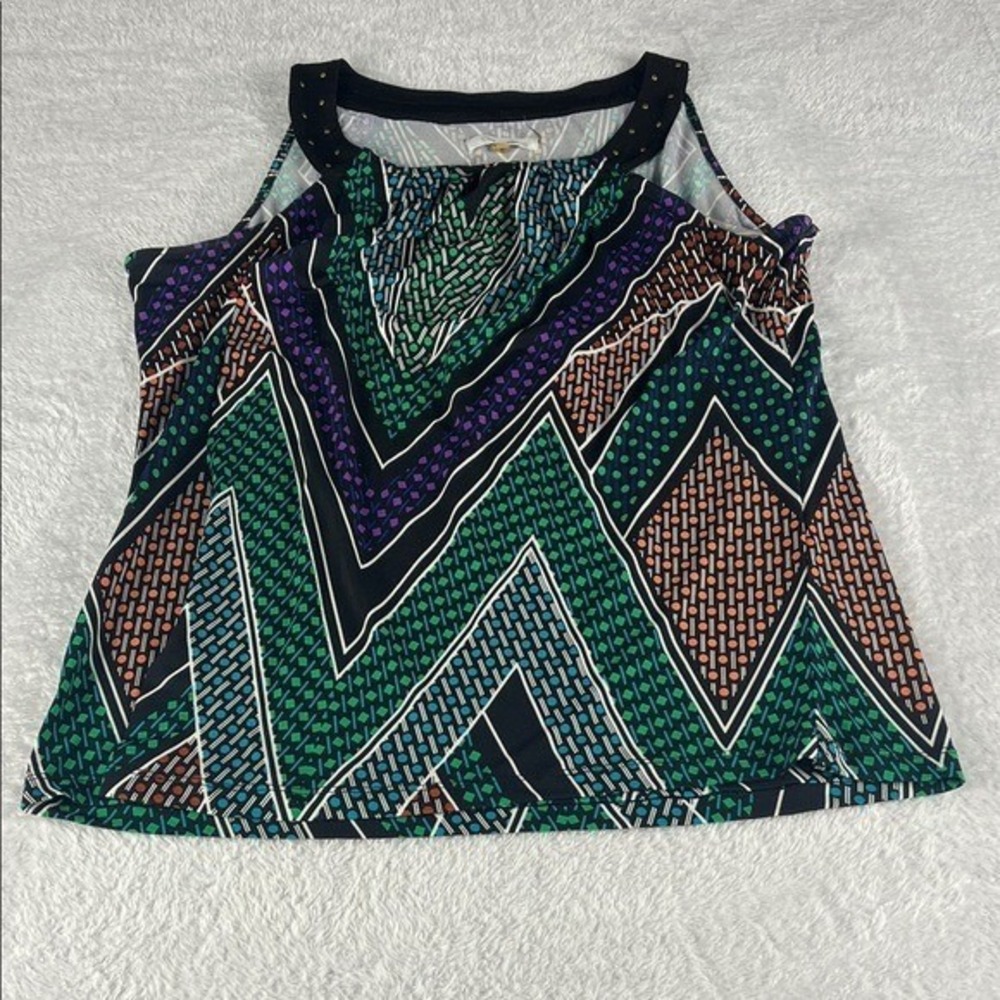 Calvin Klein Tank Top Women's XL Black Geometric Studded Shell